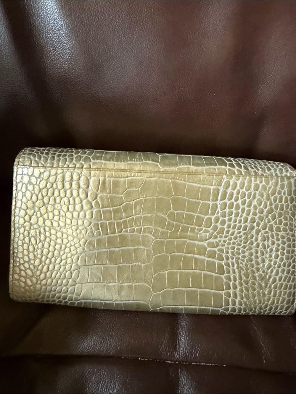 Anteprima Gold Croc-Embossed Clutch Long Wallet GUC - Picture 8 of 14
